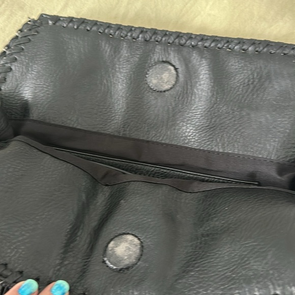 Vintage Black Leather Tassel Purse - vtg western purse - Picture 5 of 8